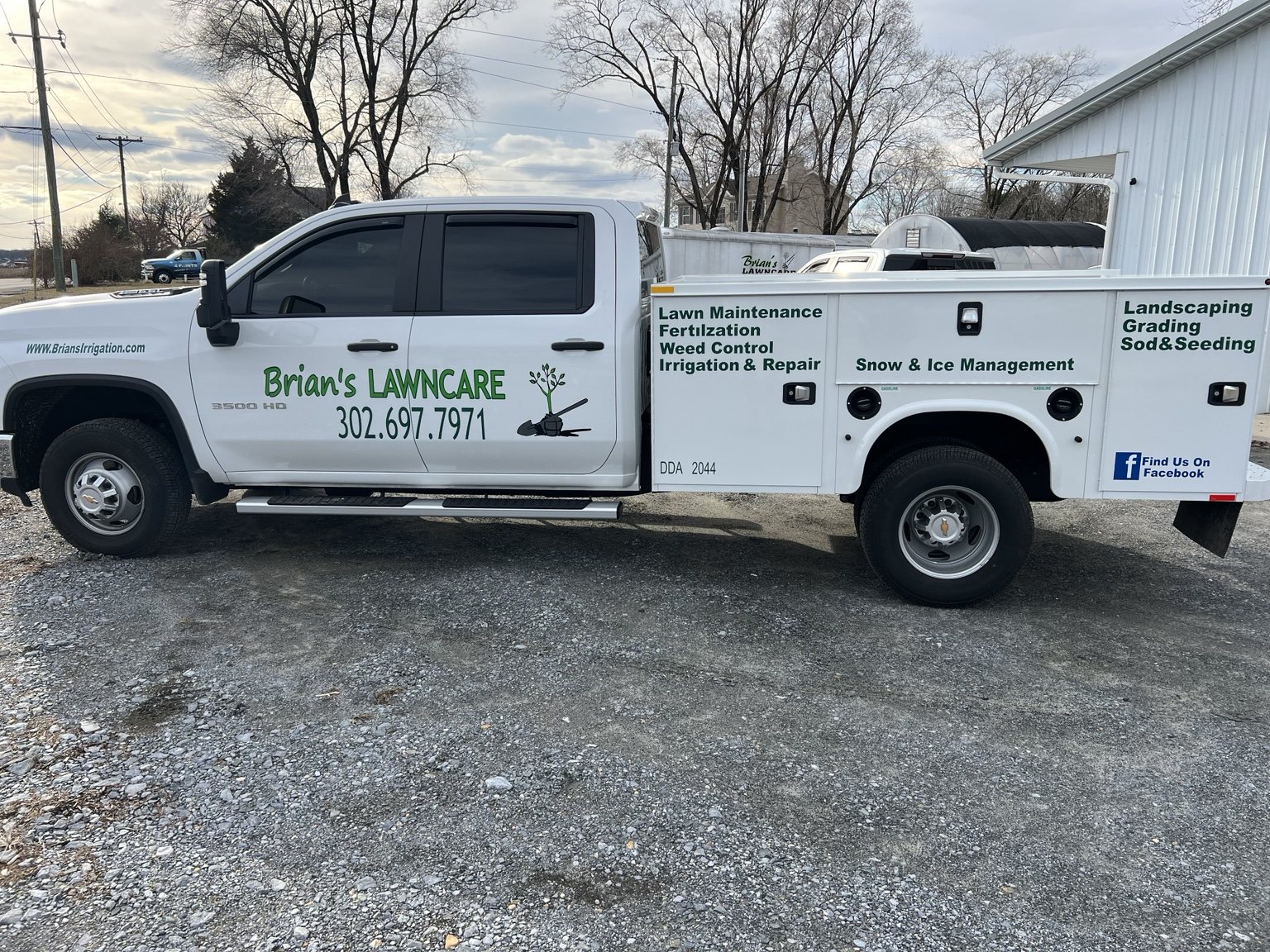 Brian's Lawncare branded service truck